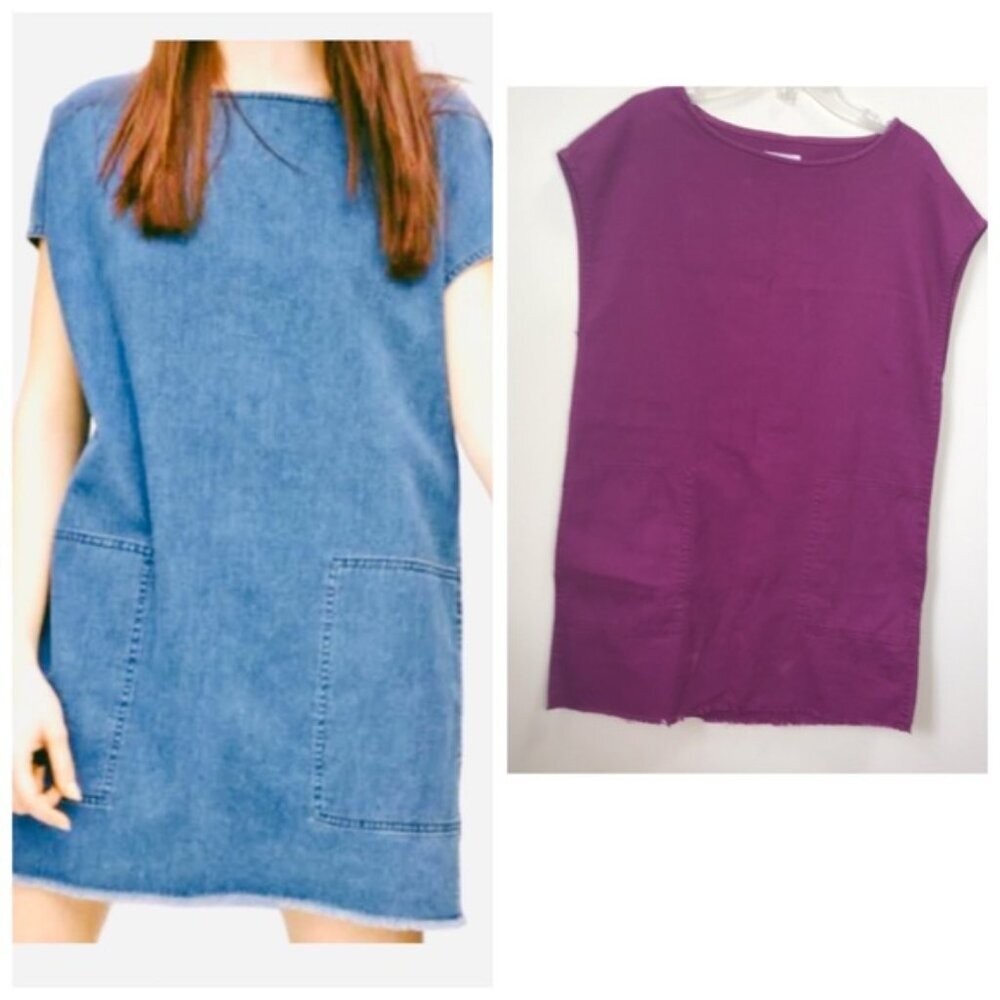Aritzia Wilfred Nori Cotton Dress Tunic Wine Plum Oversized Cap Sleeves Crew XS